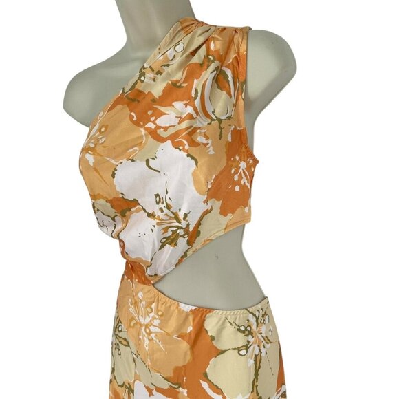 Alice Elle Maxi Dress One Shoulder‎ Floral Orange Sleeveless Cut Out Size 6 NWT - Picture 14 of 16